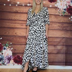 Bar III Black & White Wrap Maxi Dress
